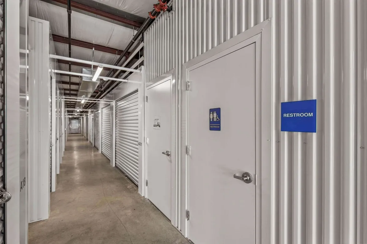 Indoor storage units and restrooms
